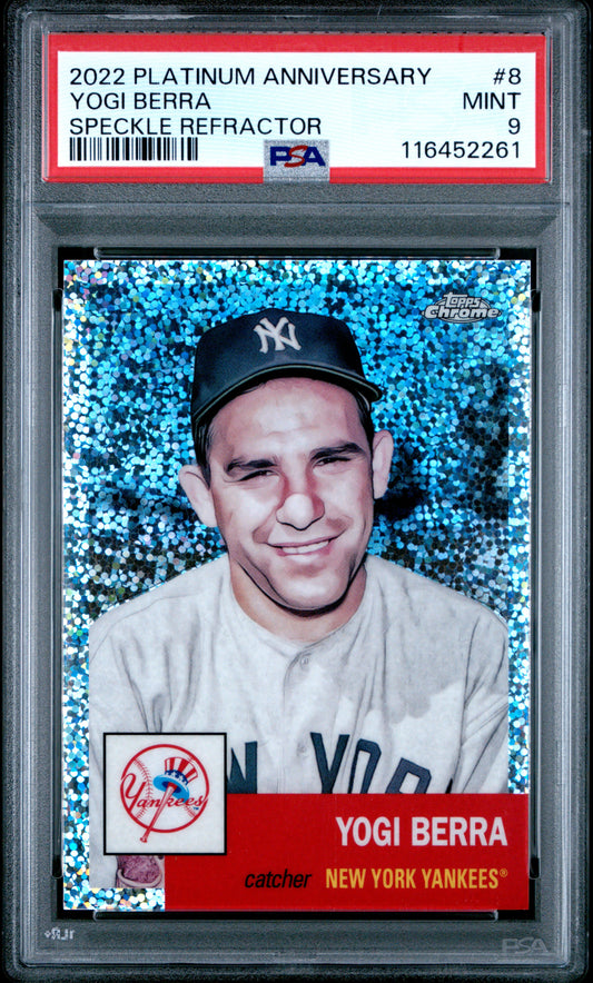 2022 Topps Chrome Platinum Anniversary #8 Yogi Berra Speckle Refractor PSA 9