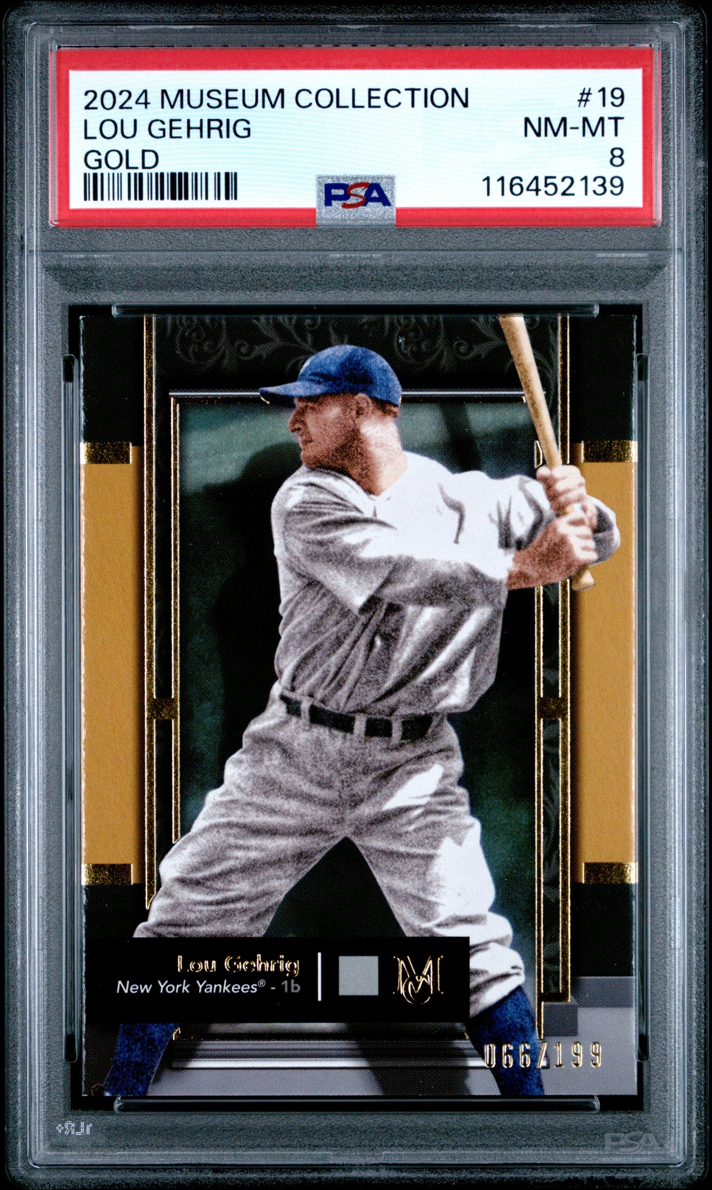 (2)2024 Topps Museum Collection #19 Lou Gehrig Gold PSA 8
