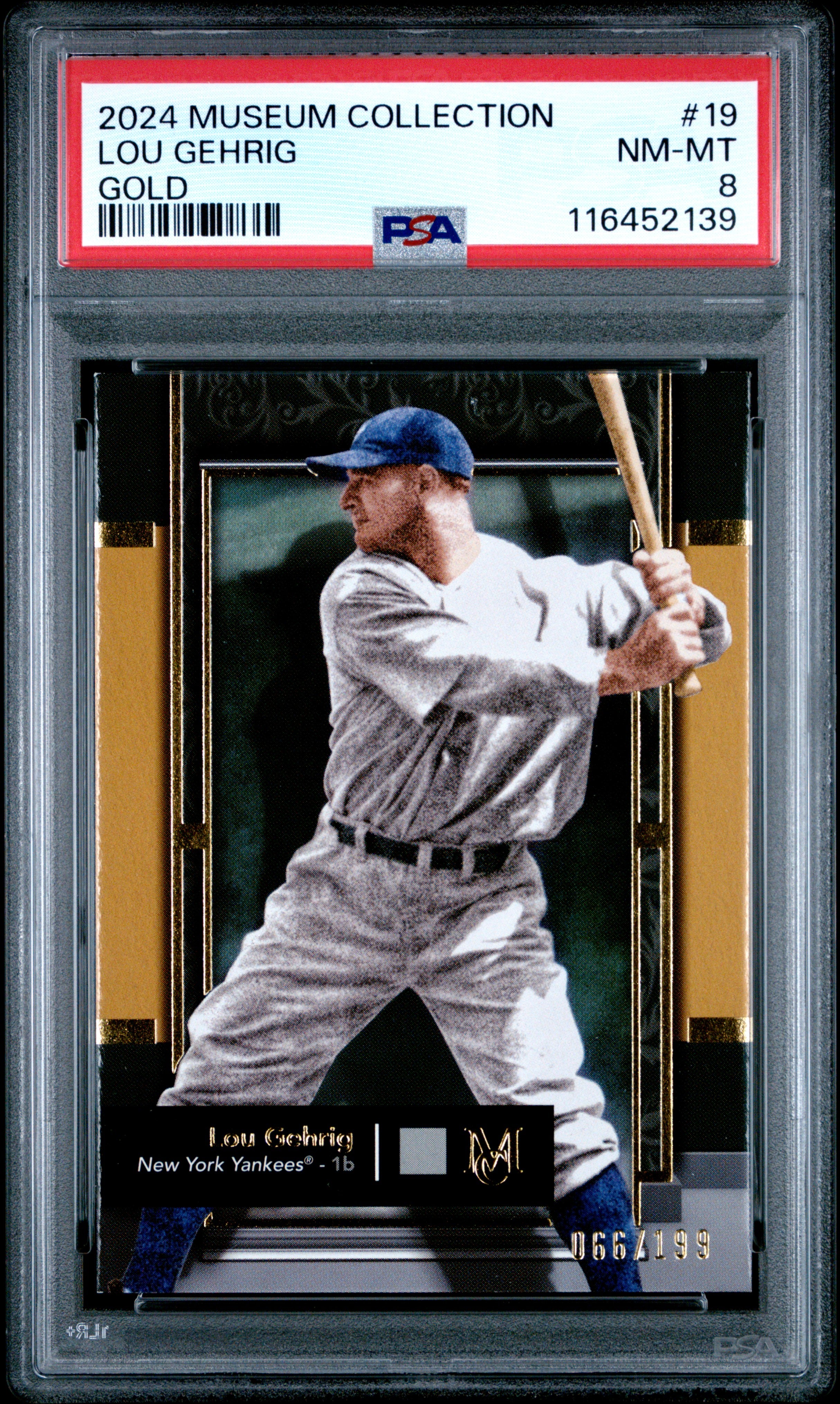 (2)2024 Topps Museum Collection #19 Lou Gehrig Gold PSA 8