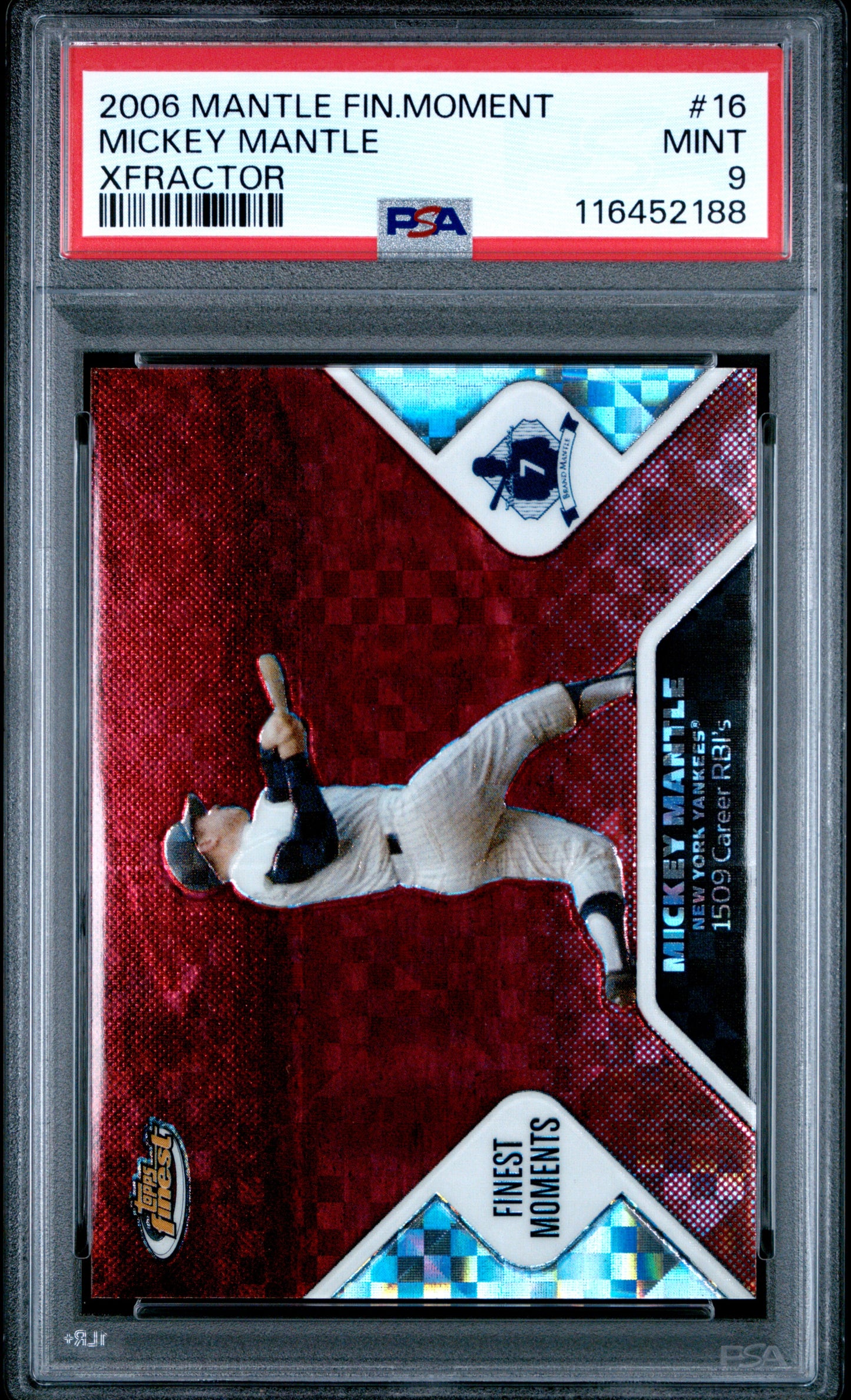 2006 Finest Mantle Finest Moments #16 Mickey Mantle Xfractor PSA 9