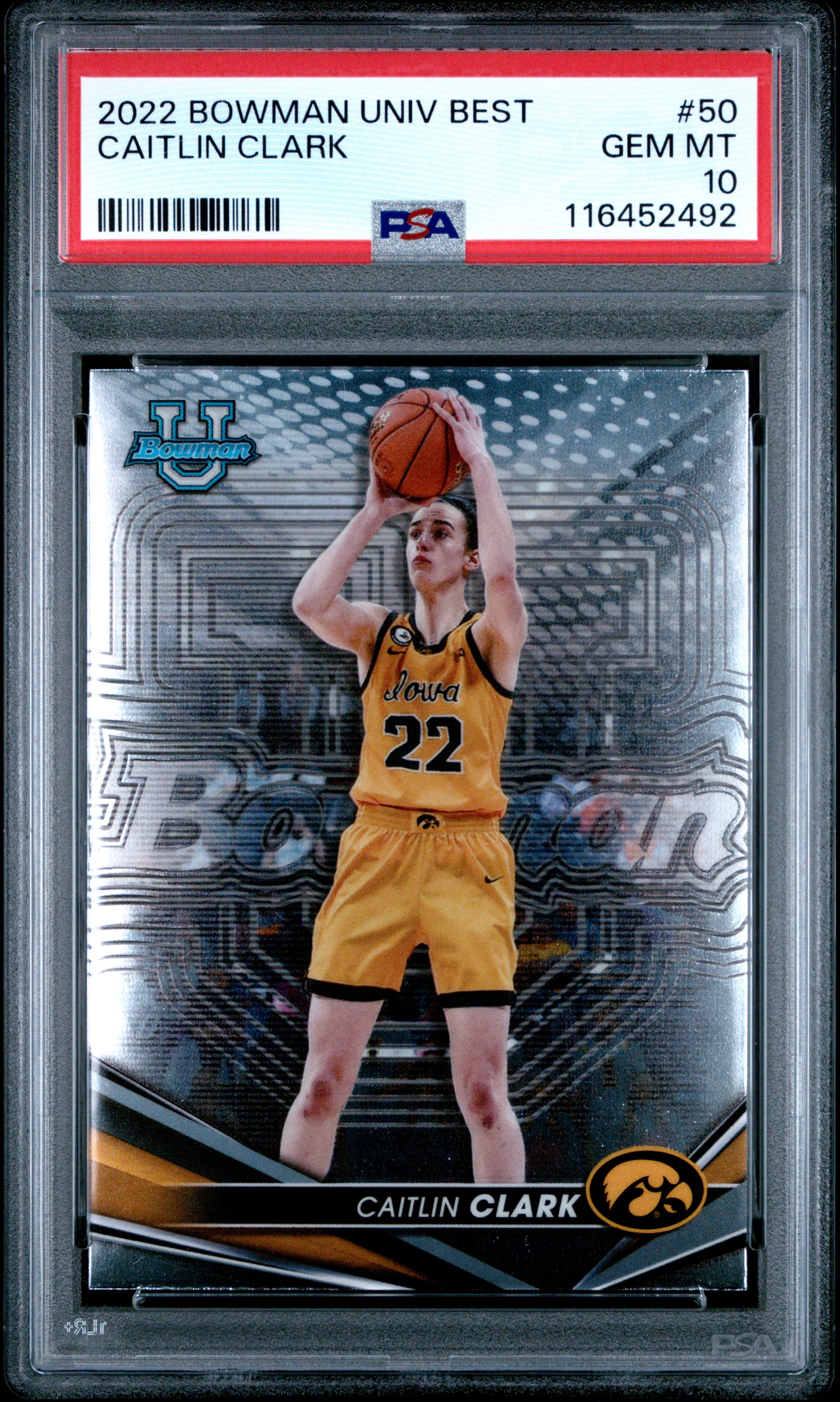 2022 Bowman University Best #50 Caitlin Clark PSA 10