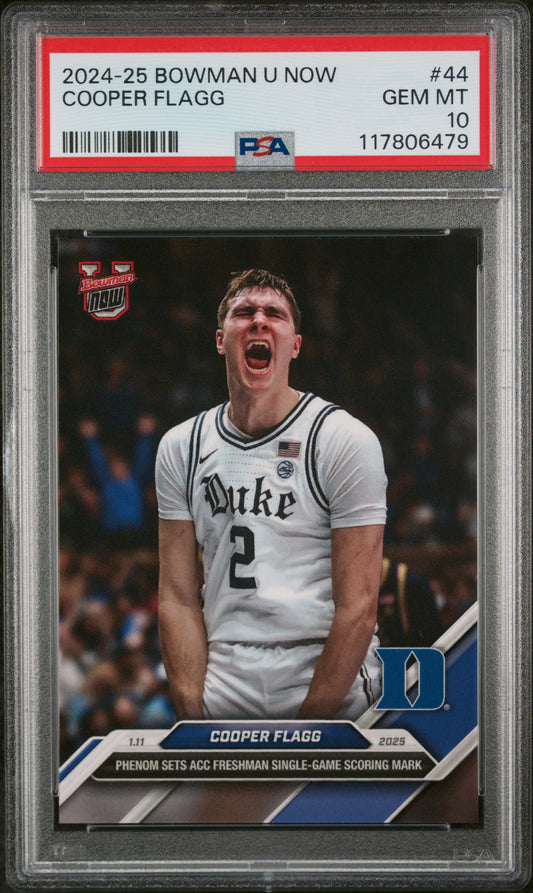 (11)2024-25 Bowman U Now #44 Cooper Flagg PSA 10