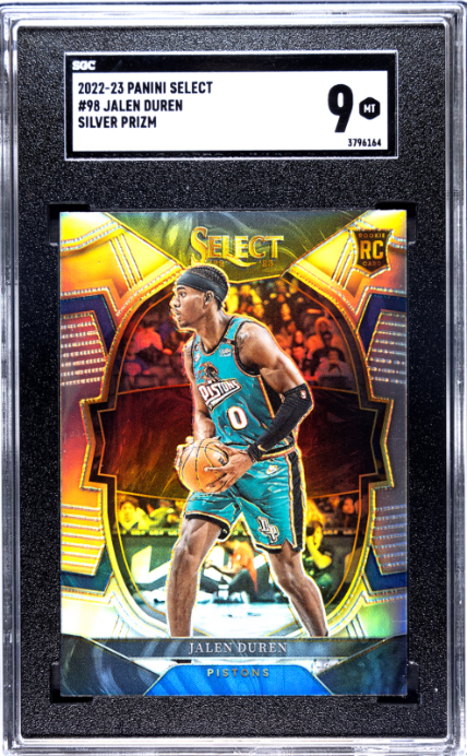 2022-23 Panini Select #98 Jalen Duren Silver Prizm RC SGC 9