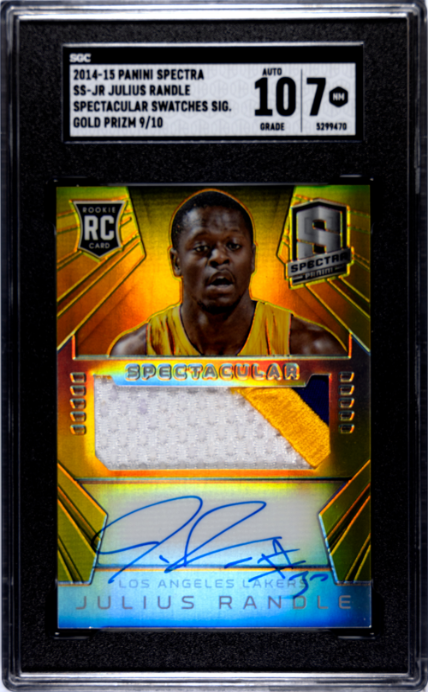 2014-15 Panini Spectra #SS-JR Julius Randle Spectacular Swatches Gold Prizm RPA SGC 7-10
