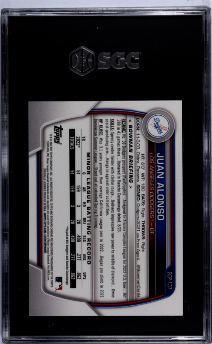 2023 Bowman #BCP-137 Juan Alonso Chrome Prospect Atomic Refractor SGC 9