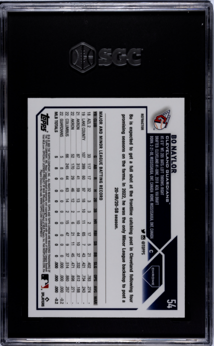 2023 Topps Chrome #54 Bo Naylor Refractor RC SGC 8