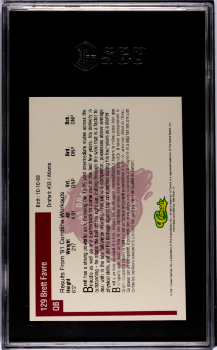 1991 Classic Four Sport #129 Brett Favre SGC 10