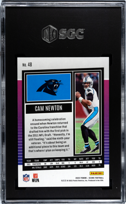 2022 Panini Score #48 Cam Newton SGC 10
