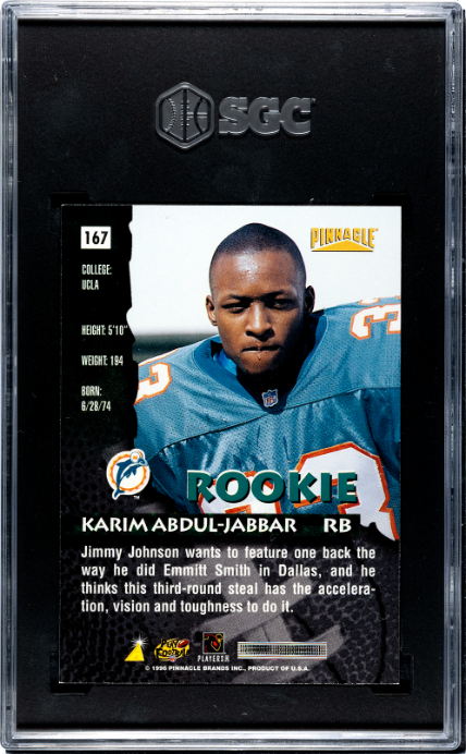 1996 Pinnacle #167 Karim Abdul-Jabbar SGC 9