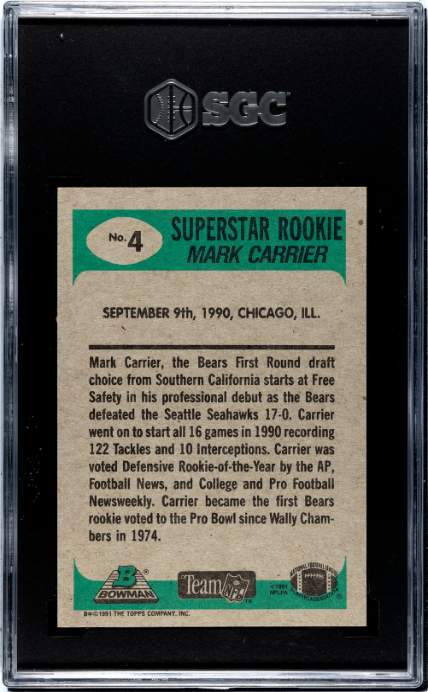 1991 Bowman #4 Mark Carrier SGC 9