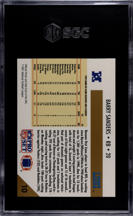 1991 Pro Set #10 Barry Sanders SGC 8.5