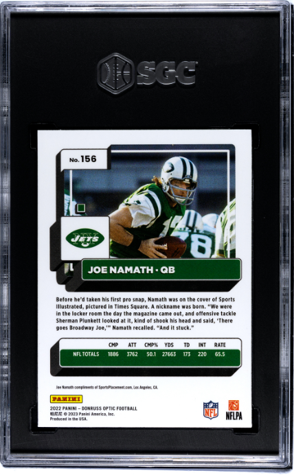 2022 Donruss Optic #156 Joe Namath SGC 8