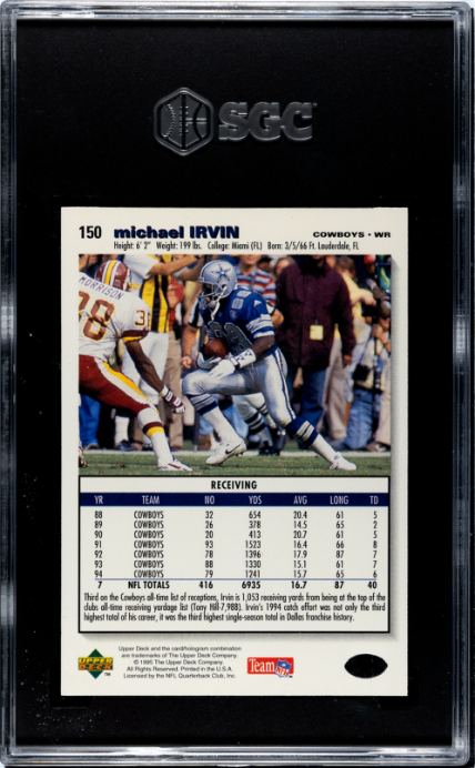 1995 Upper Deck Collector's Choice #150 Michael Irvin Players Club SGC 5
