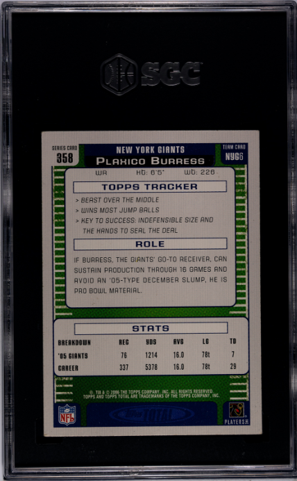 2006 Topps Total #358 Plaxico Burress SGC 7