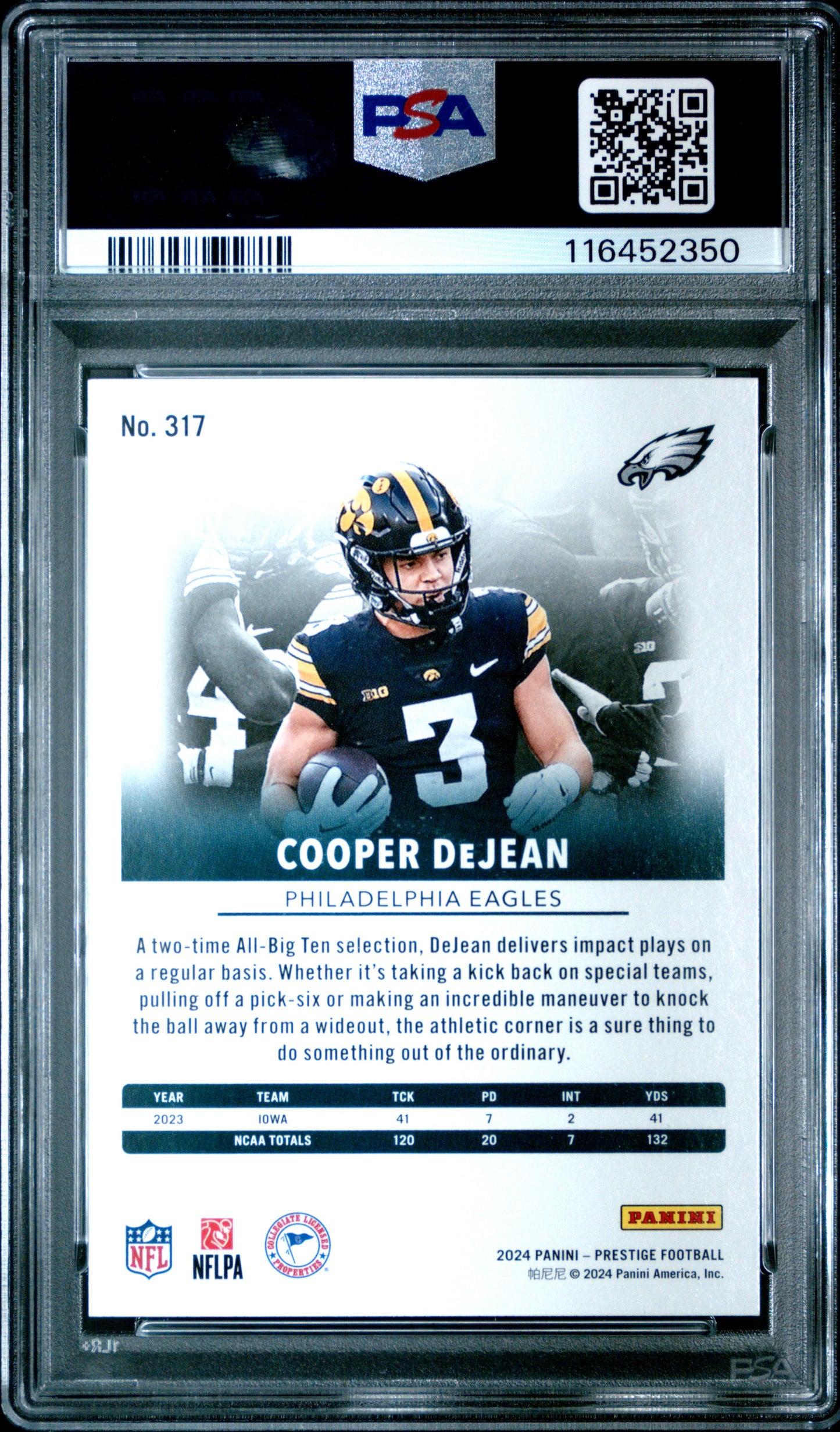 2024 Panini Prestige #317 Cooper Dejean RC PSA 10