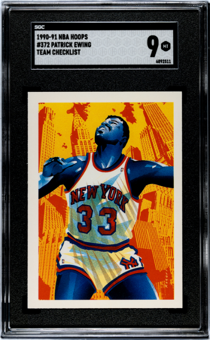 1990-91 Nba Hoops #372 Patrick Ewing Team Checklist SGC 9