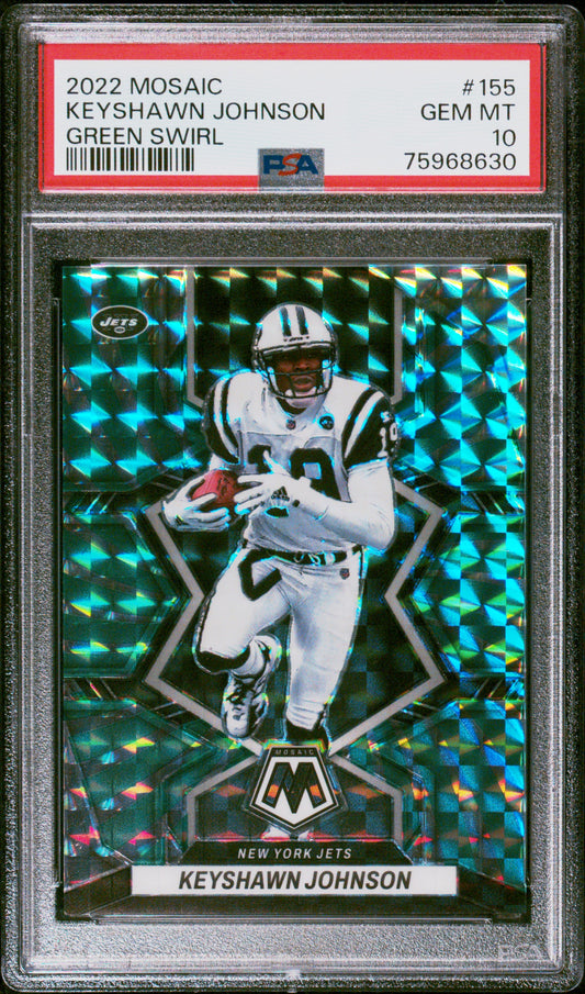 2022 Panini Mosaic #155 Keyshawn Johnson Green Swirl PSA 10