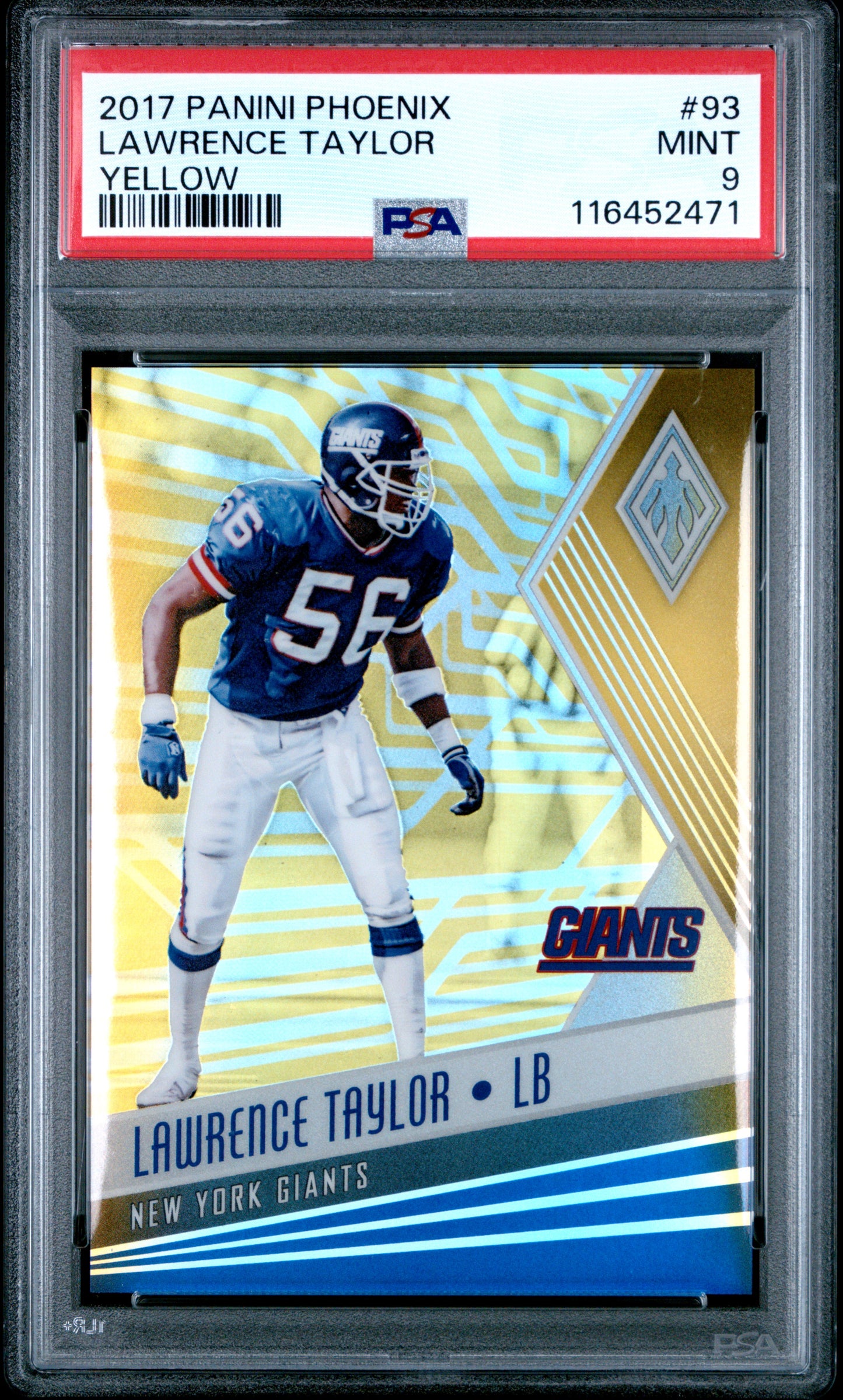 2017 Panini Phoenix #93 Lawrence Taylor Yellow PSA 9