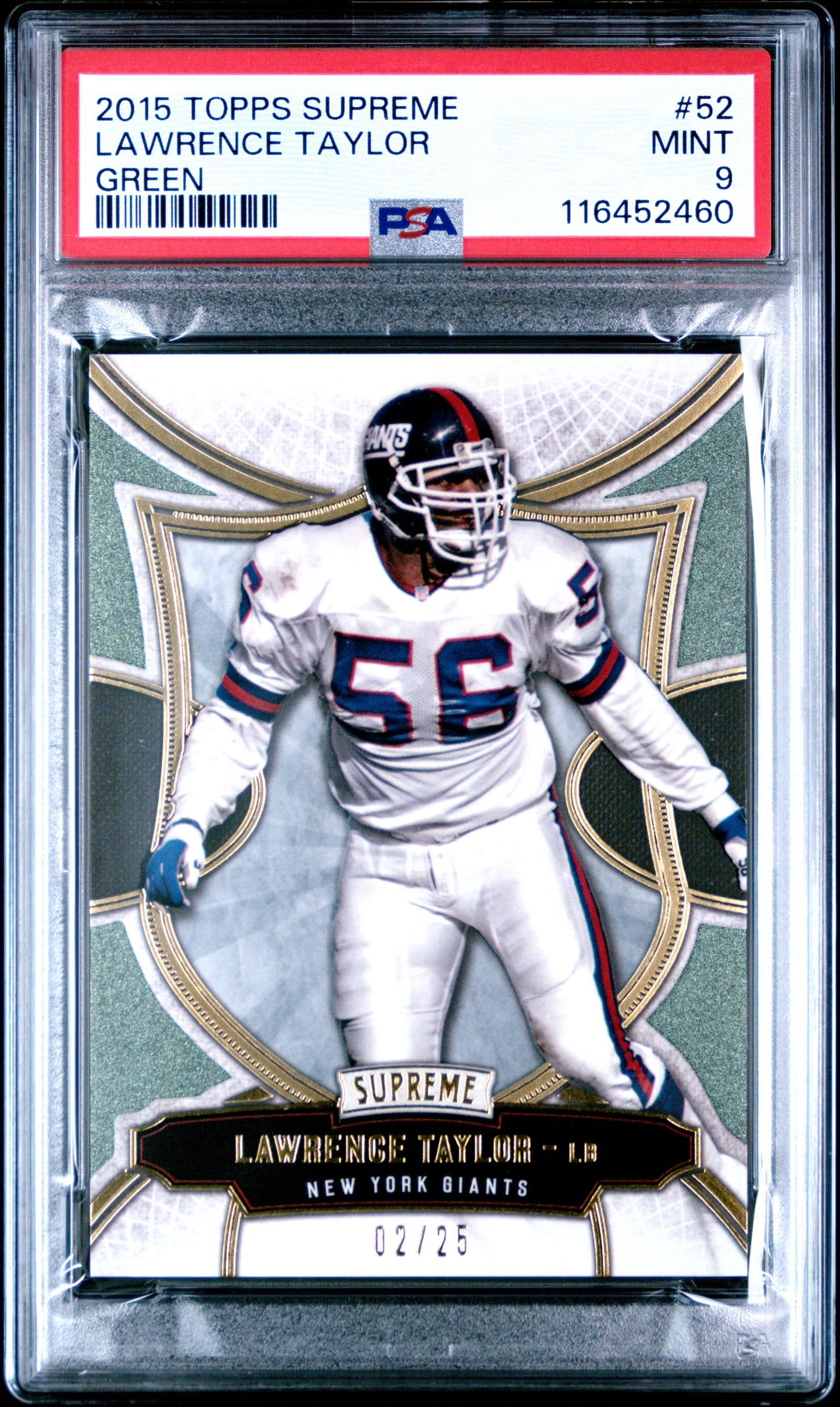 2015 Topps Supreme #52 Lawrence Taylor Green PSA 9