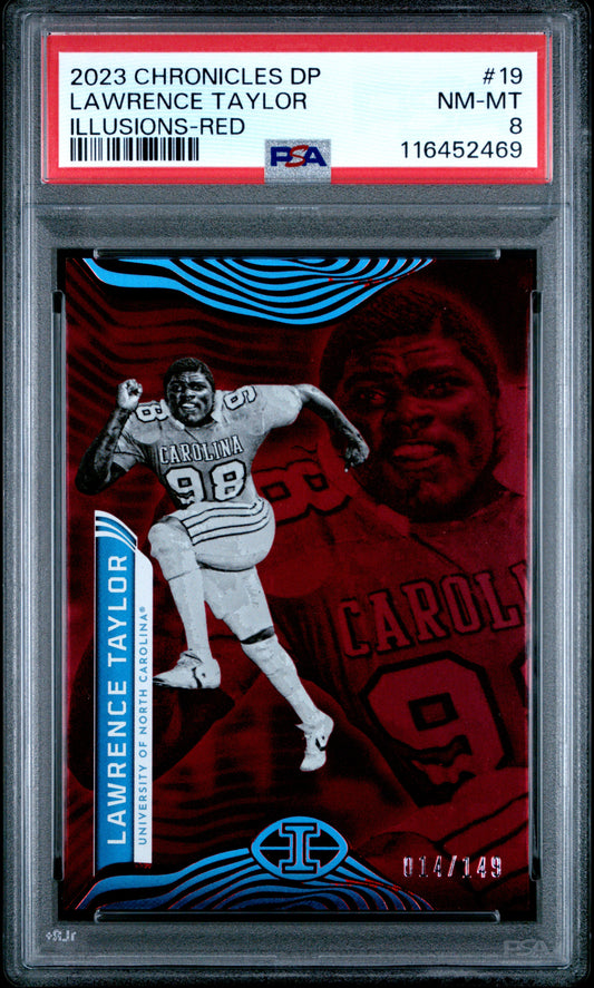 2023 Panini Chronicles Draft Picks Illusions #19 Lawrence Taylor Illusions-Red PSA 8