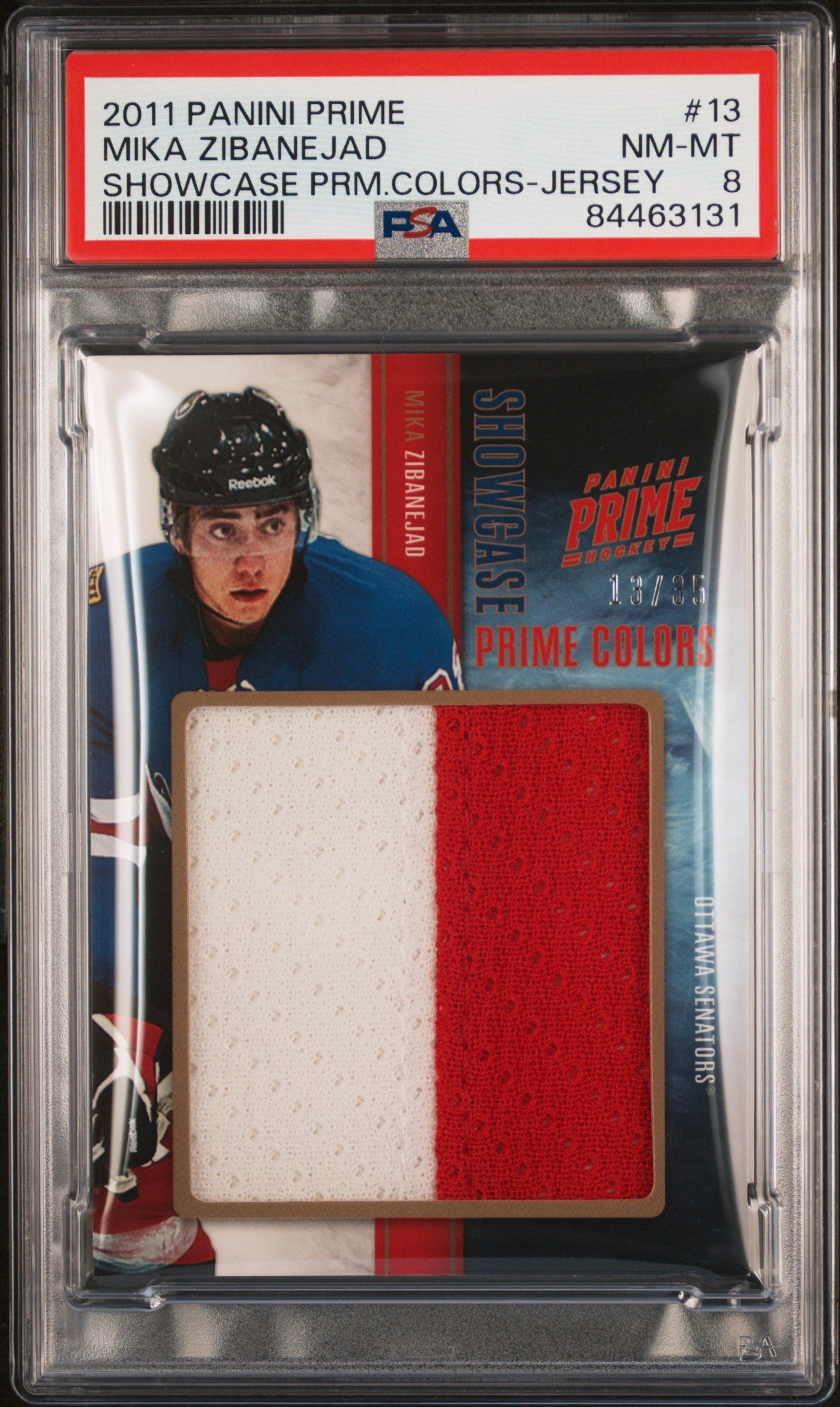 2011 Panini Prime #13 Mika Zibanejad Showcase Prime Colors RP PSA 8