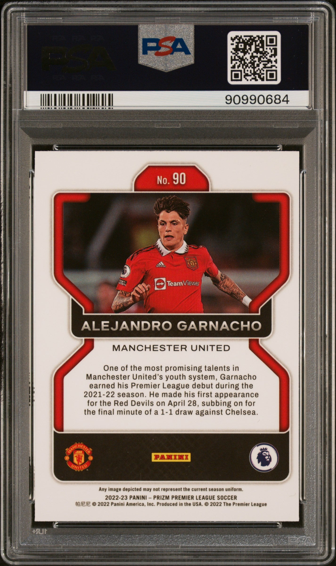 2022-23 Panini Prizm Premier League #90 Alejandro Garnacho RC PSA 9