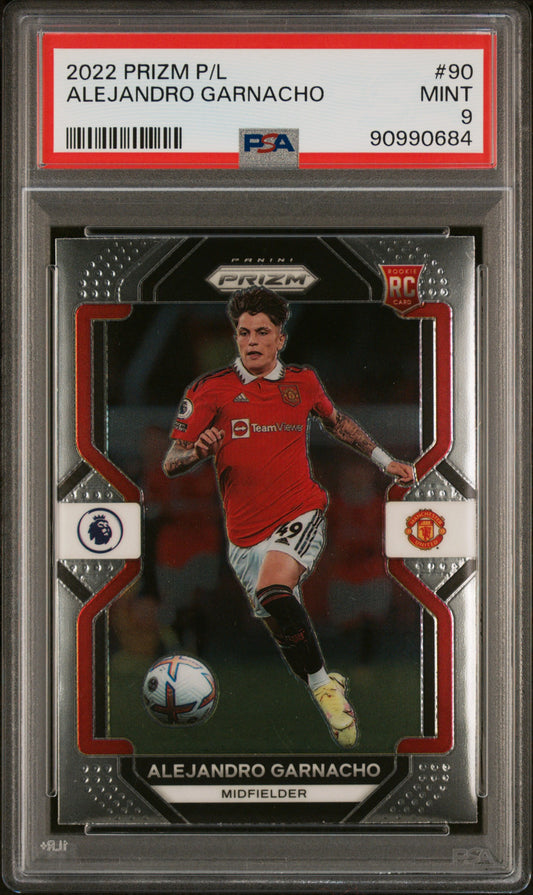2022-23 Panini Prizm Premier League #90 Alejandro Garnacho RC PSA 9