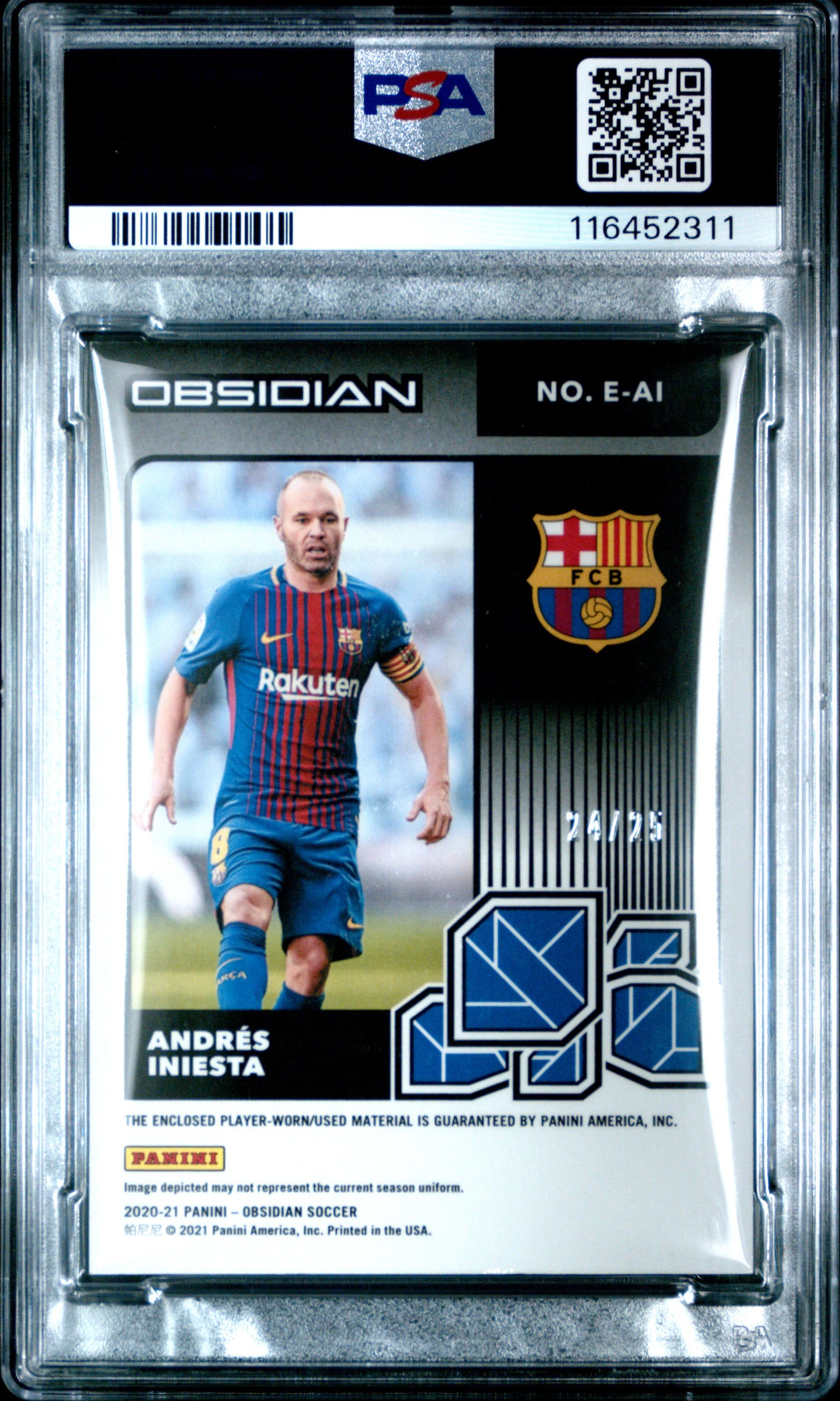 2020 Panini Obsidian #EAI Andres Iniesta Eruption Relics-E/E Green PSA 9