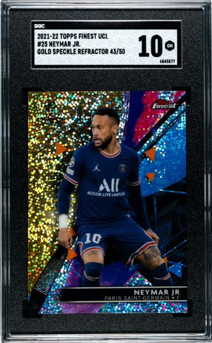 2021-22 Topps Finest UCL #25 Neymar Jr. Gold Speckle Refractor SGC 10