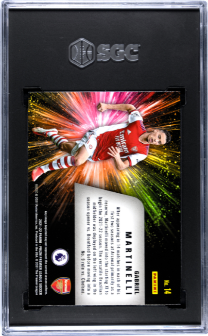 2021-22 Panini Prizm Premier League #14 Gabriel Martinelli Fireworks RC SGC 9