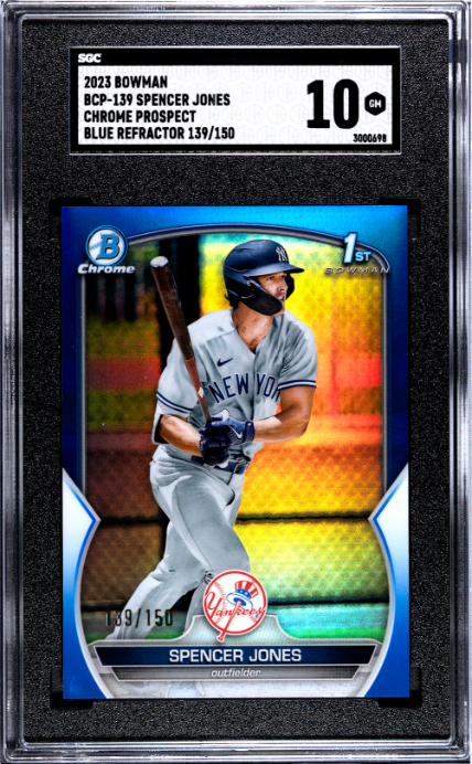 2023 Bowman Chrome Prospect #BCP-139 Spencer Jones Blue Refractor SGC 10