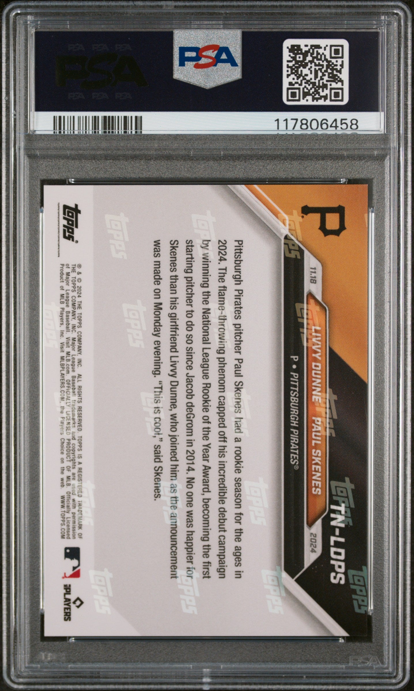 (4)2024 Topps Now Offseason #TNLDPS L.Dunne/P.Skenes PSA 10