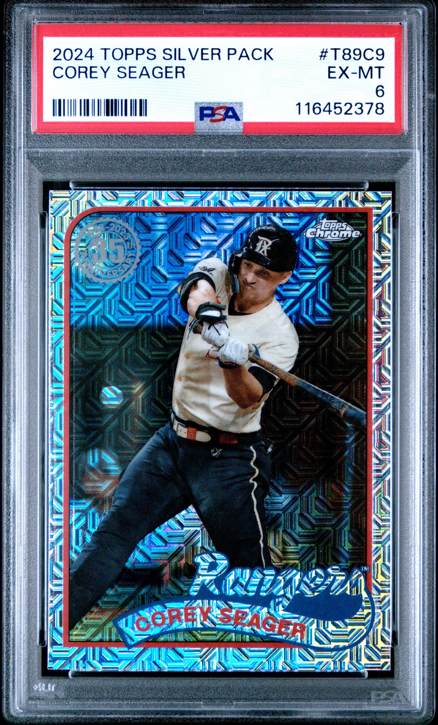 2024 Topps Silver Pack 1989 Chrome Promo #T89C9 Corey Seager PSA 6