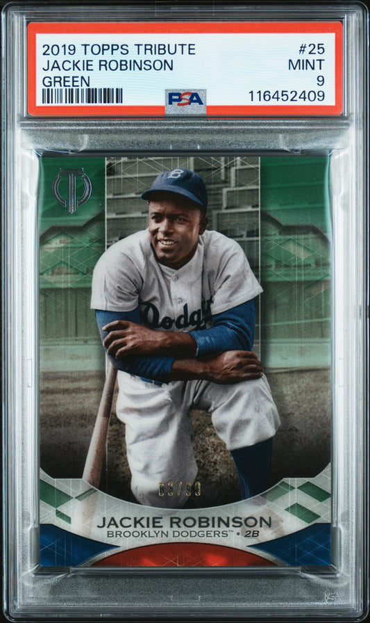 2019 Topps Tribute #25 Jackie Robinson Green PSA 9