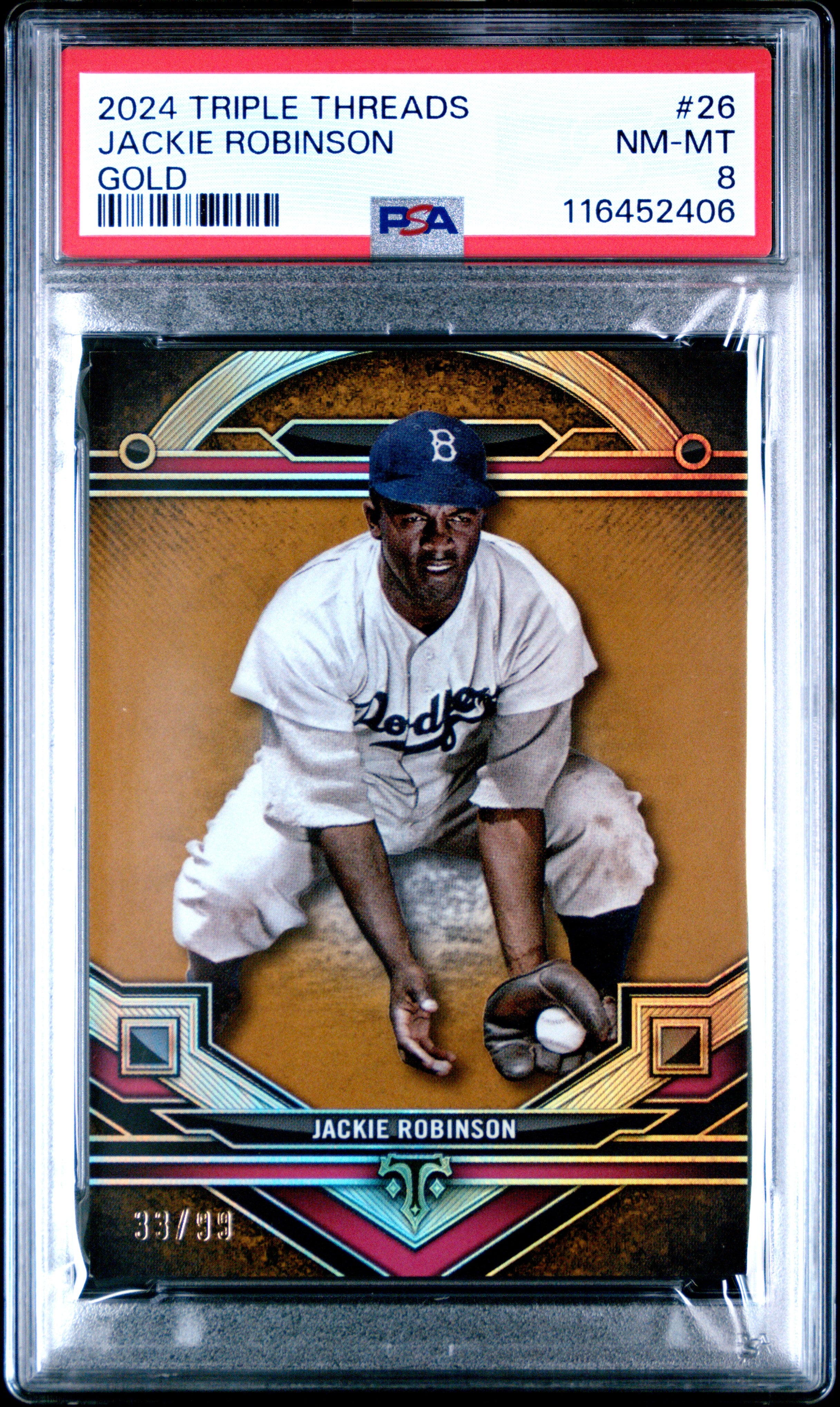 2024 Topps Triple Threads #26 Jackie Robinson Gold PSA 8