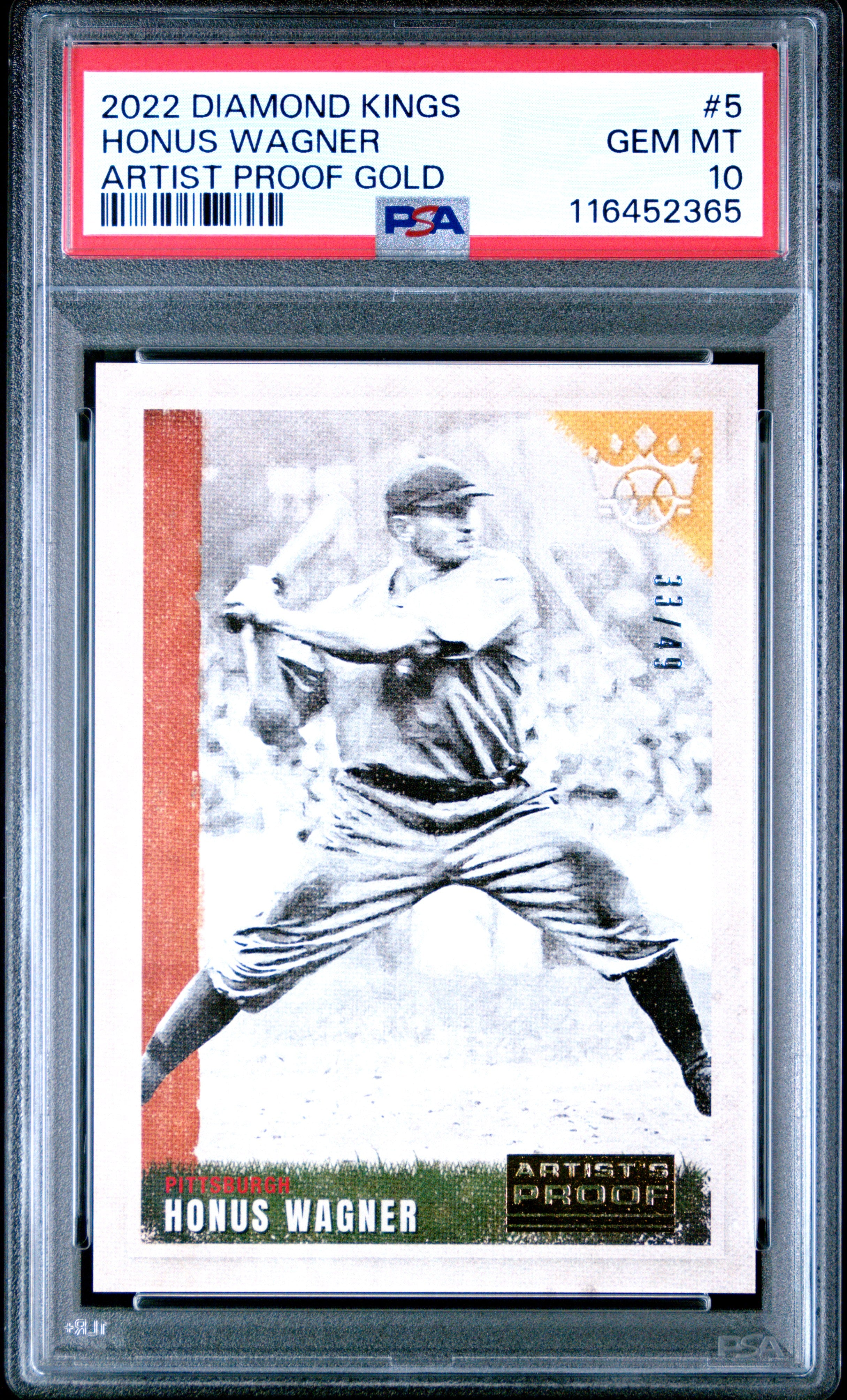 2022 Panini Diamond Kings #5 Honus Wagner Artist Proof Gold PSA 10