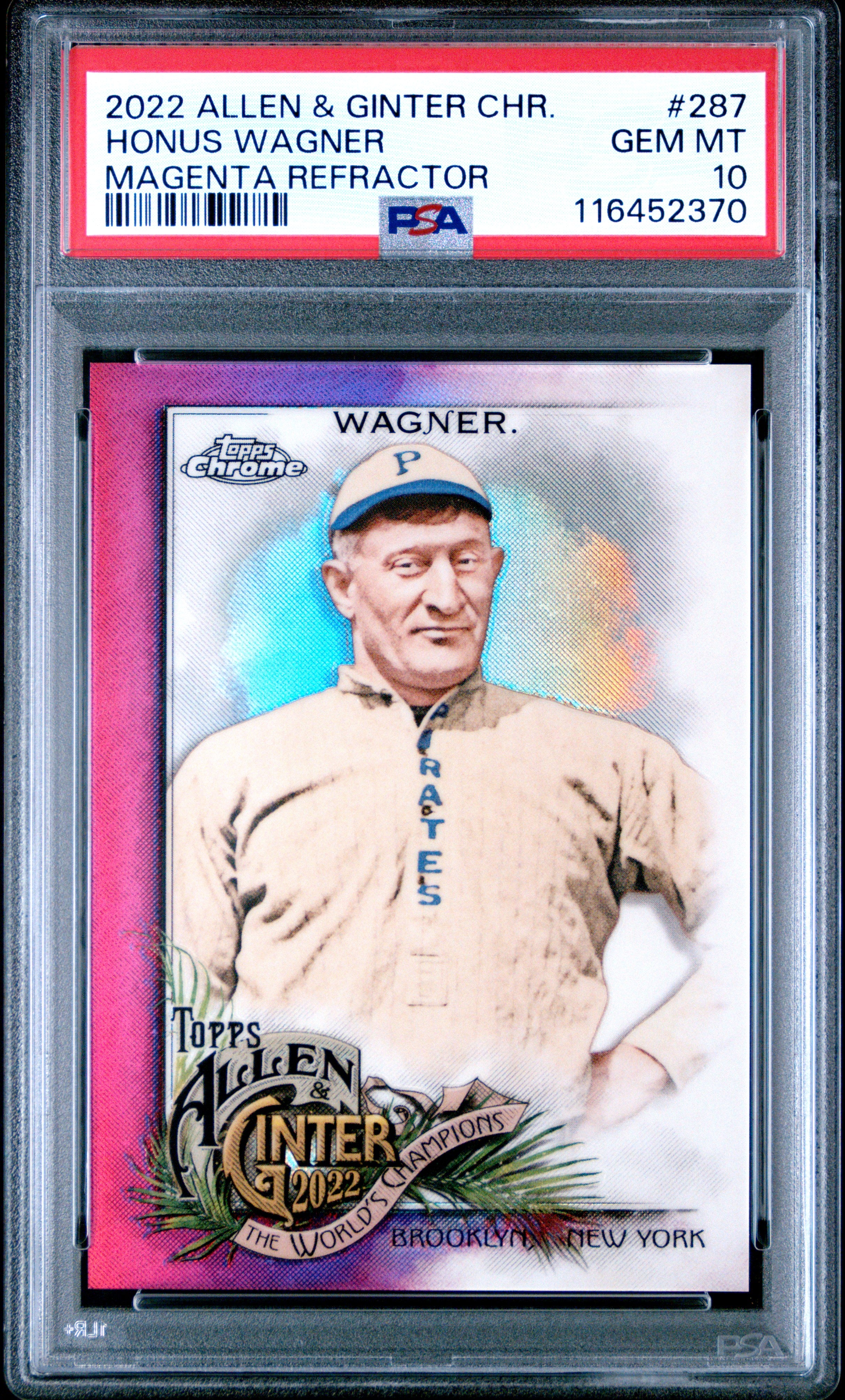 2022 Topps Allen & Ginter Chrome #287 Honus Wagner Magenta Refractor PSA 10