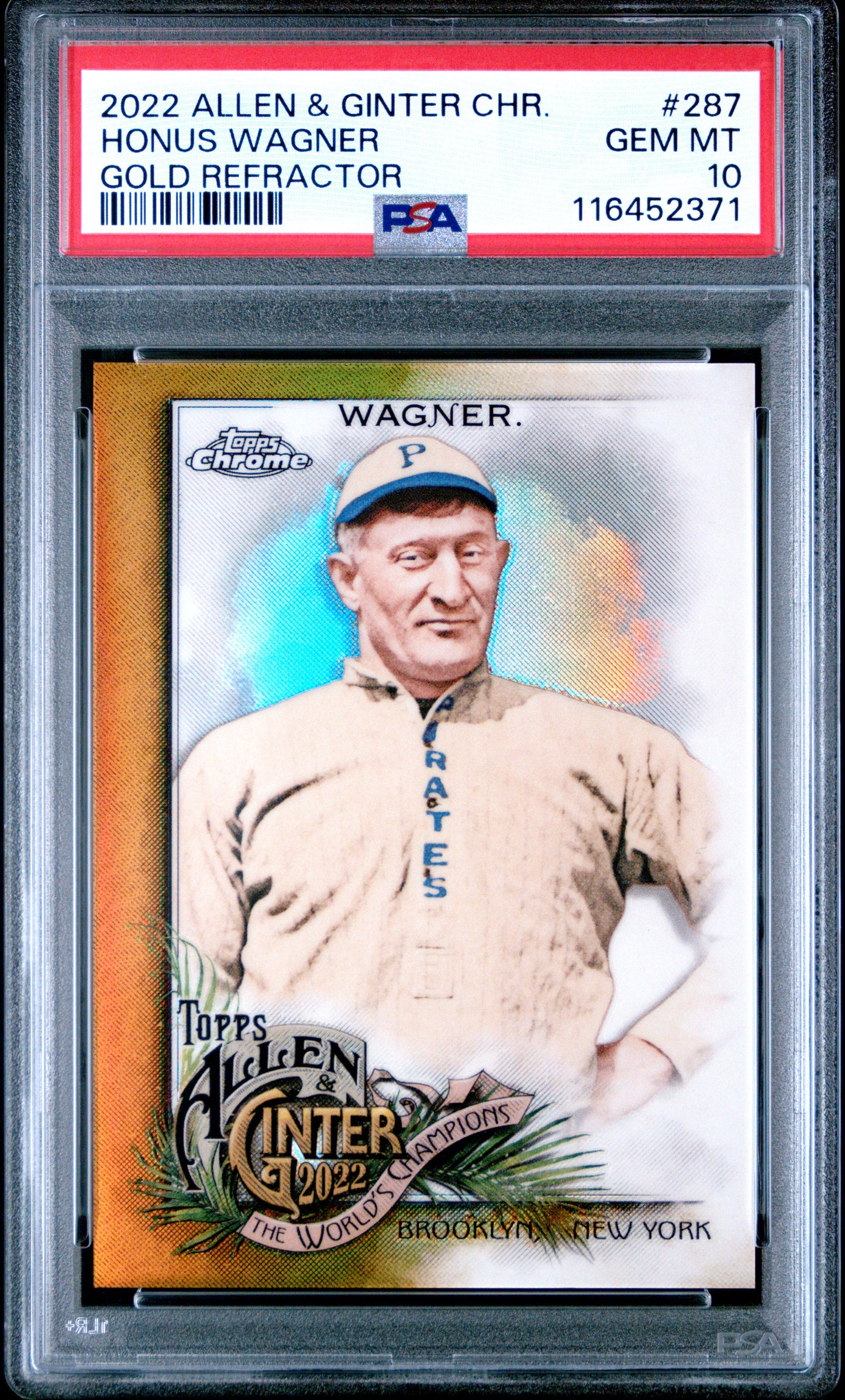 2022 Topps Allen & Ginter Chrome #287 Honus Wagner Gold Refractor PSA 10