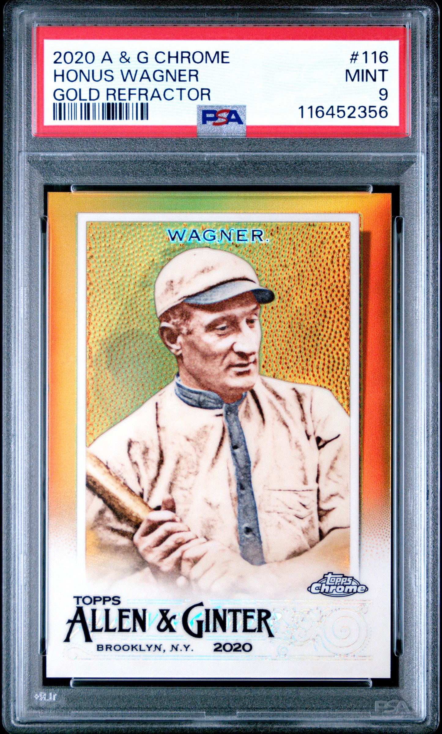 2020 Topps Allen & Ginter Chrome #116 Honus Wagner Gold Refractor PSA 9
