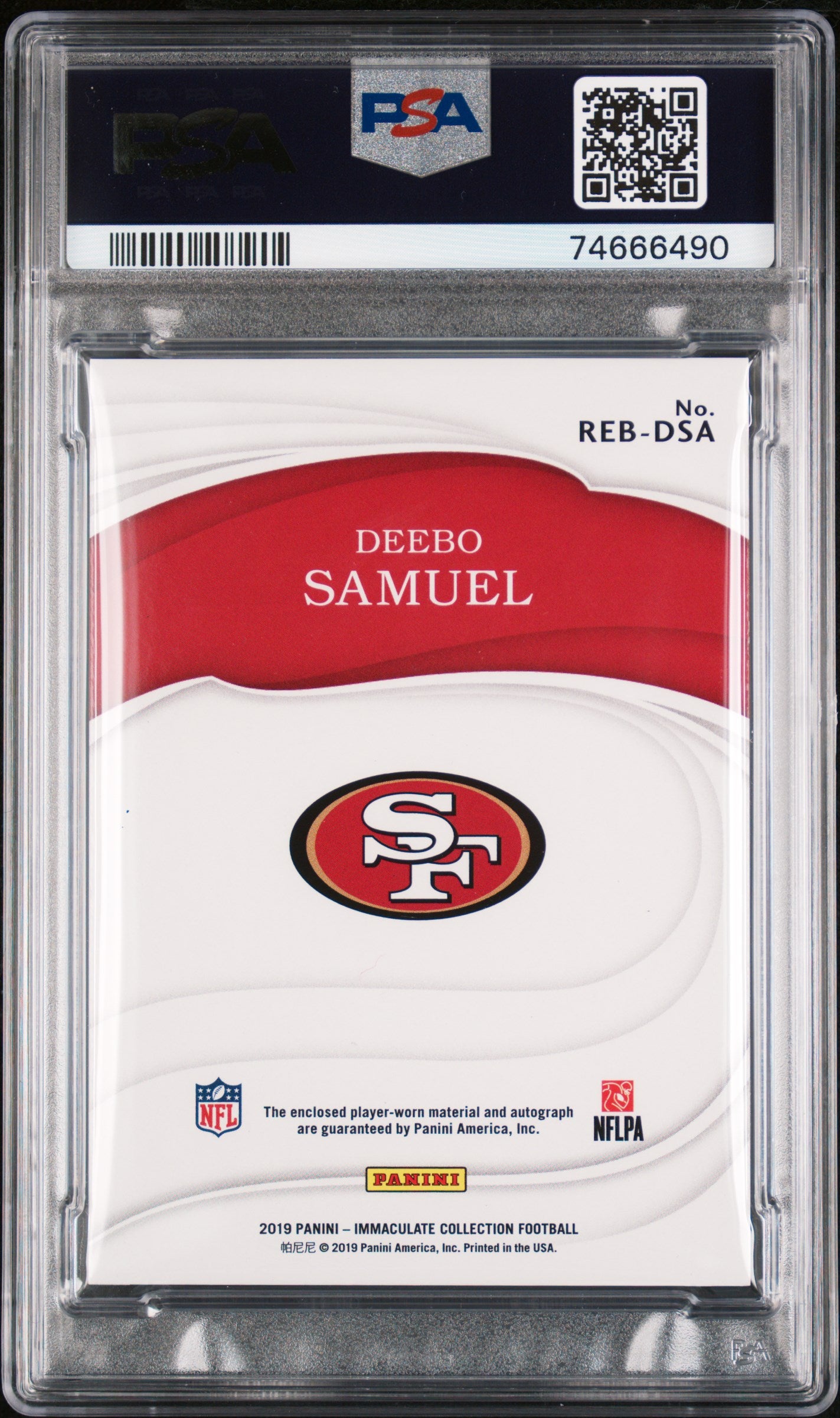 2019 Panini Immaculate Collection Immaculate Rookie Eye Black Autograph #DSA Deebo Samuel Gold RP PSA 9