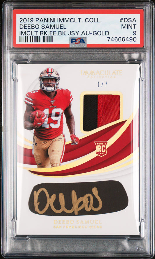 2019 Panini Immaculate Collection Immaculate Rookie Eye Black Autograph #DSA Deebo Samuel Gold RP PSA 9