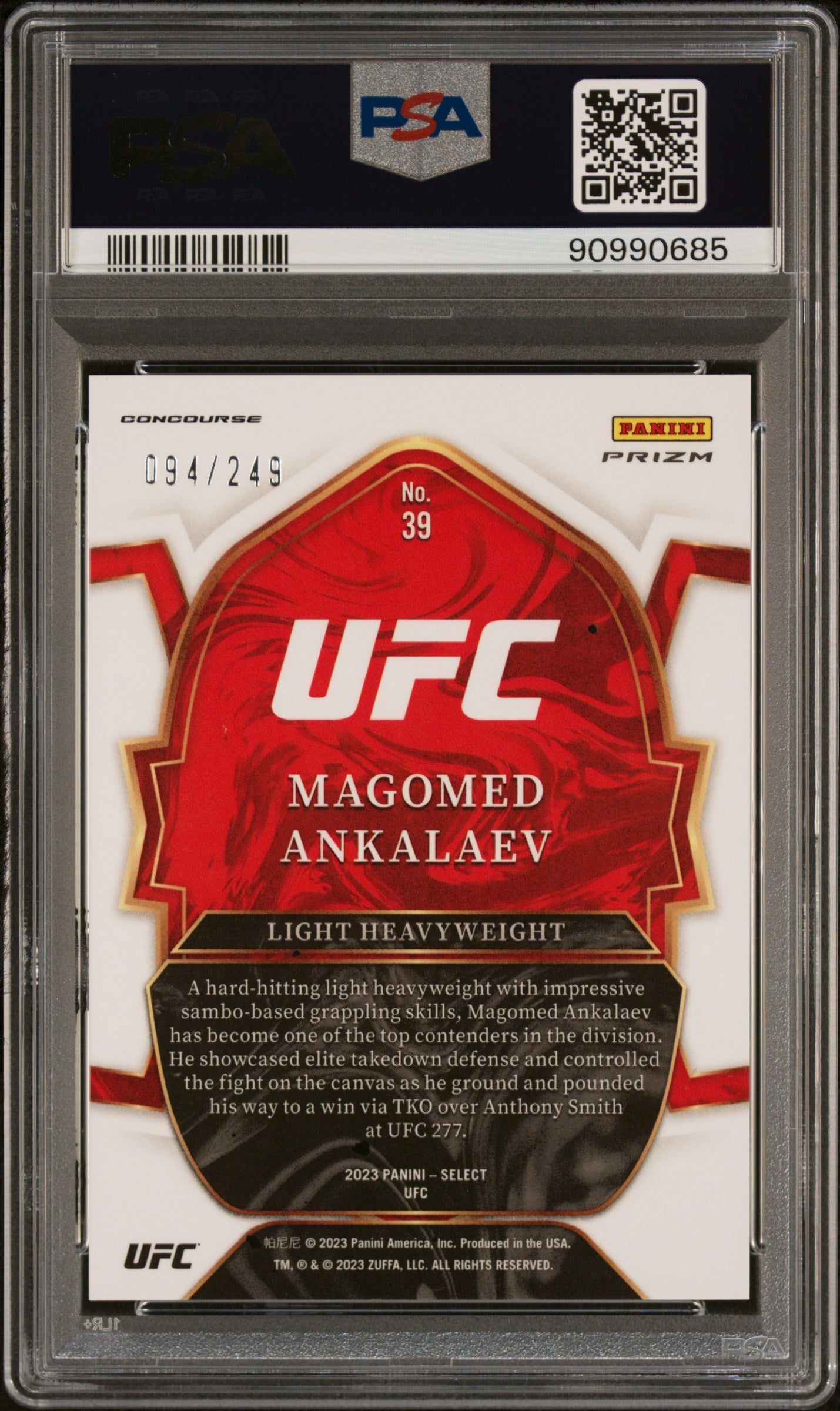 2023 Panini Select Ufc #39 Magomed Ankalaev 094/249 Light Blue PSA 7