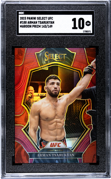 2023 Panini Select UFC #188 Arman Tsarukyan 143/149 Maroon Prizm SGC 10