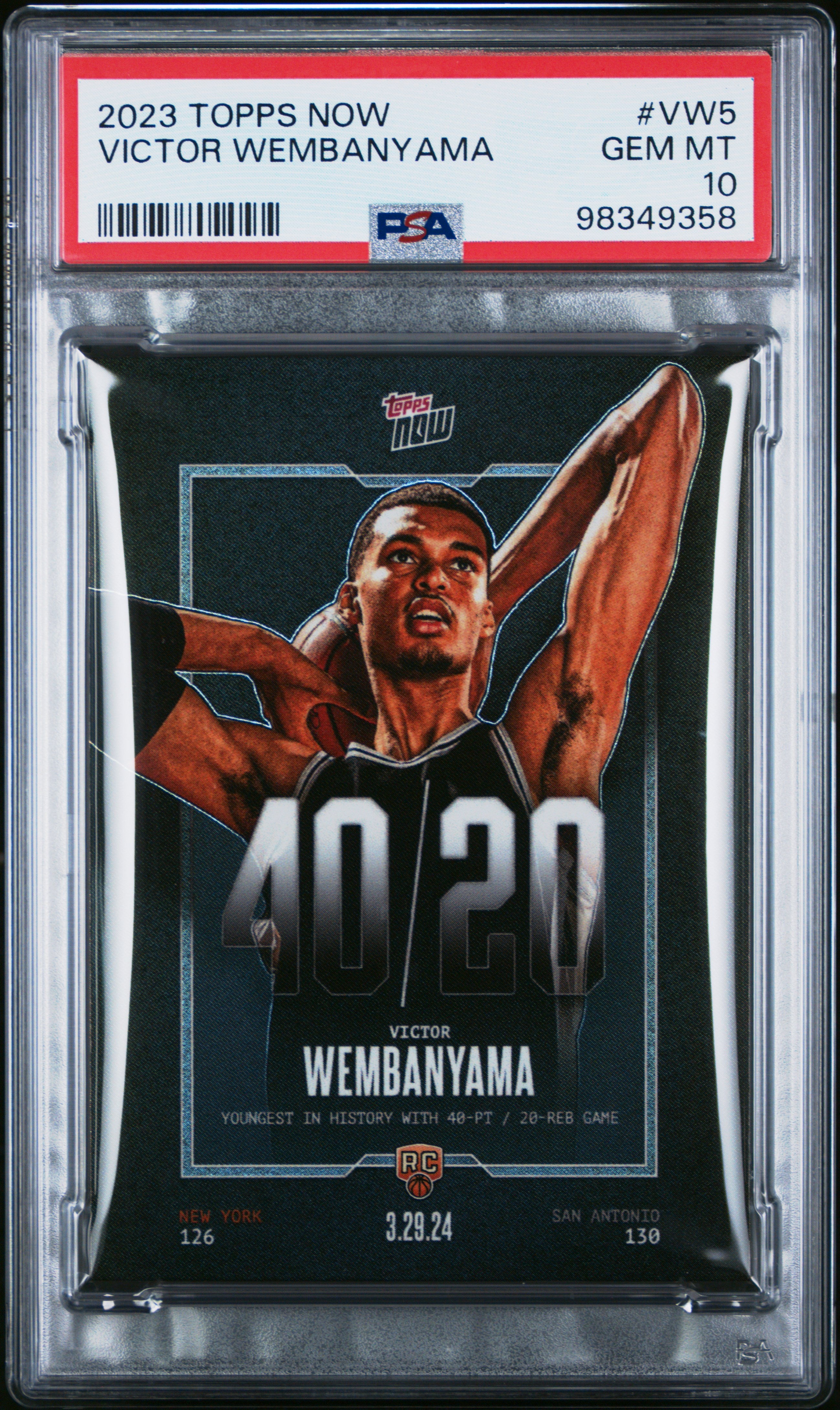 (2)2023 Topps Now #VW5 Victor Wembanyama PSA 10