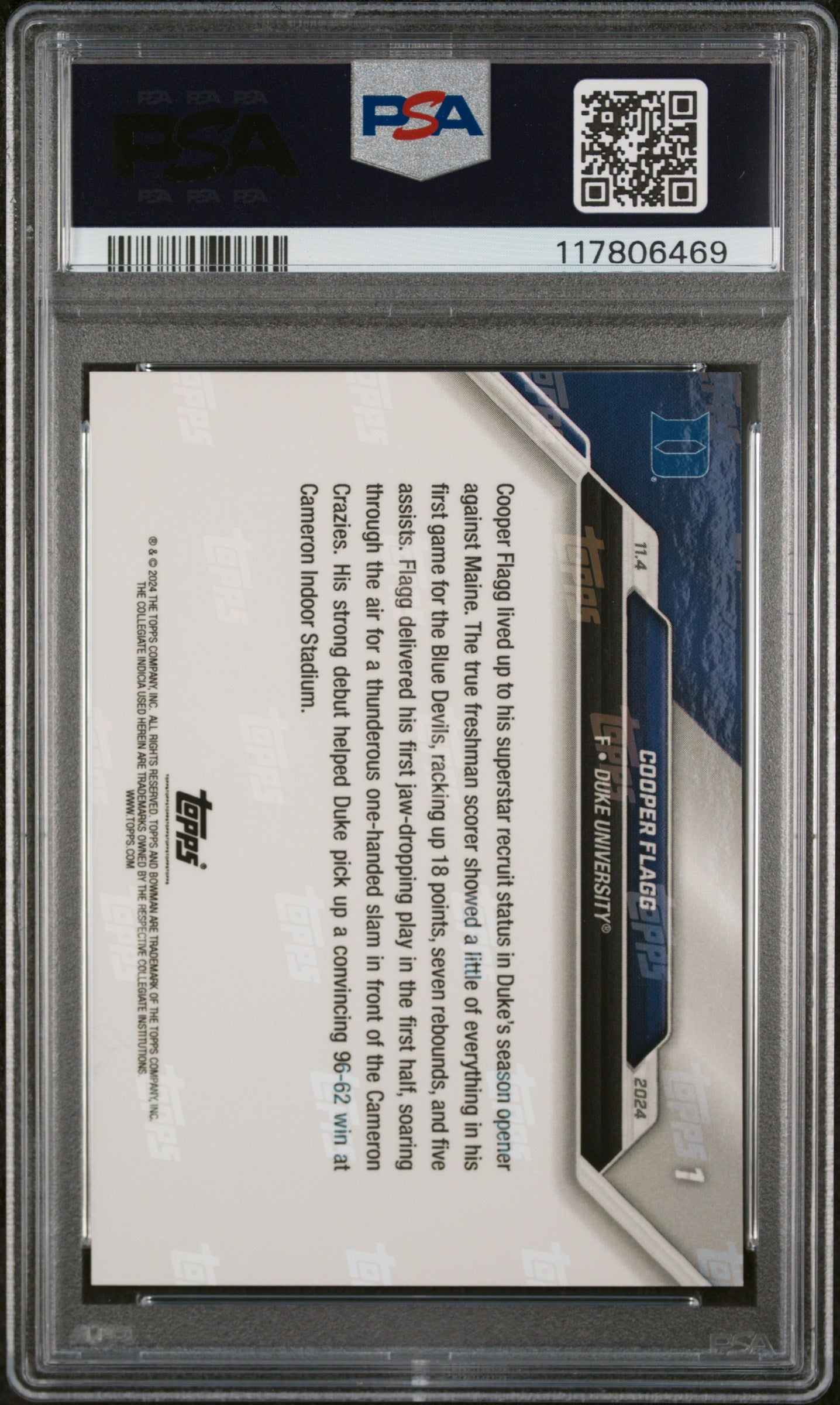 2024-25 Bowman U Now #1 Cooper Flagg PSA 10