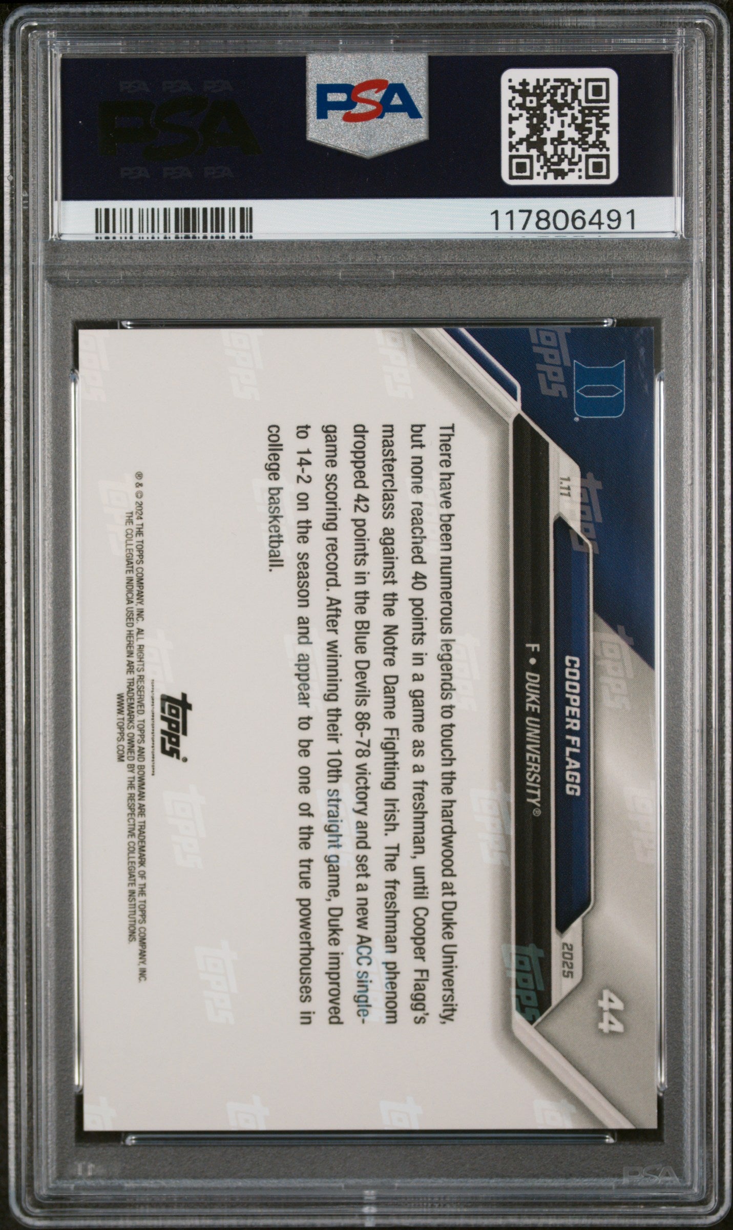 2024-25 Bowman U Now #44 Cooper Flagg PSA 10