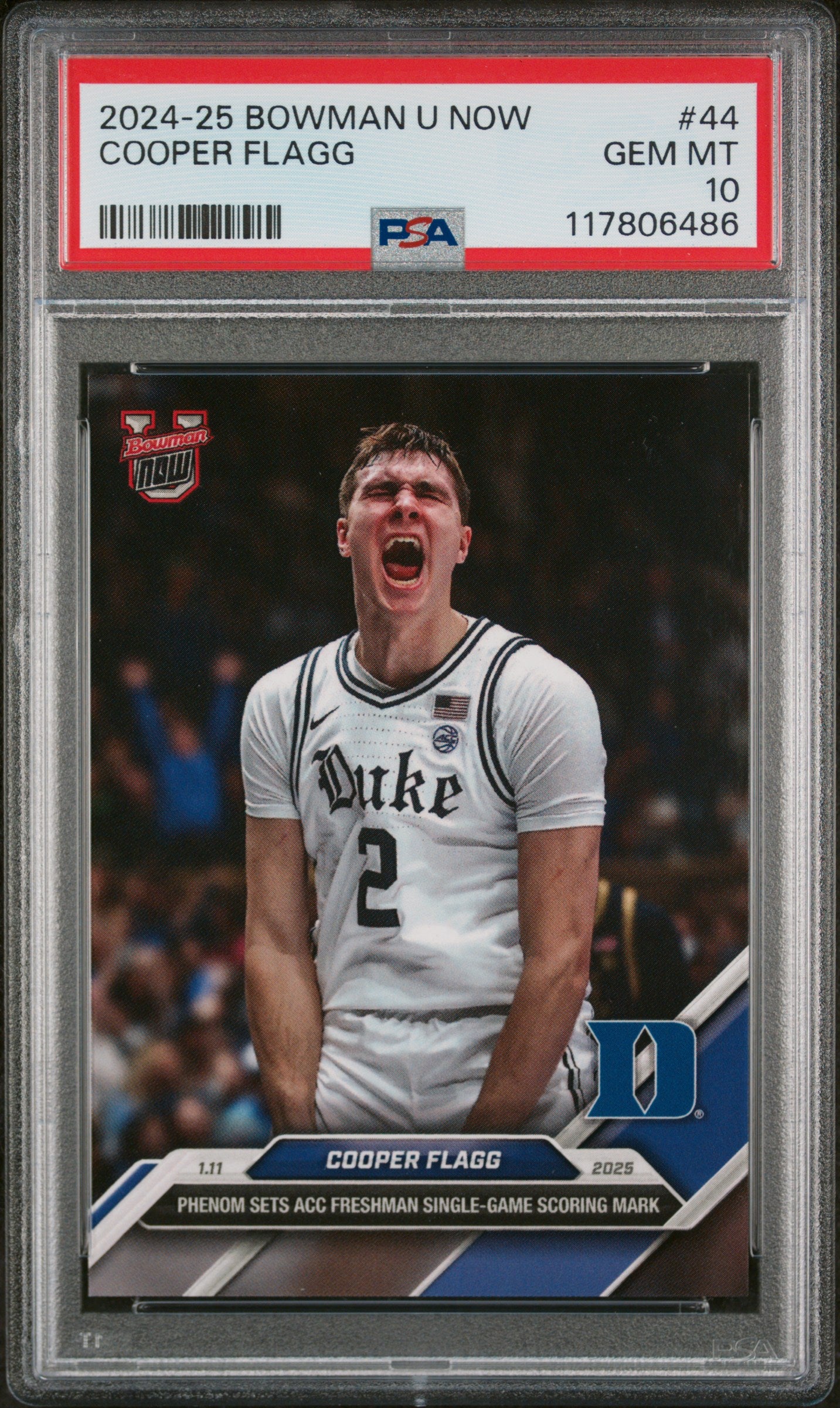 (4)2024-25 Bowman U Now #44 Cooper Flagg PSA 10