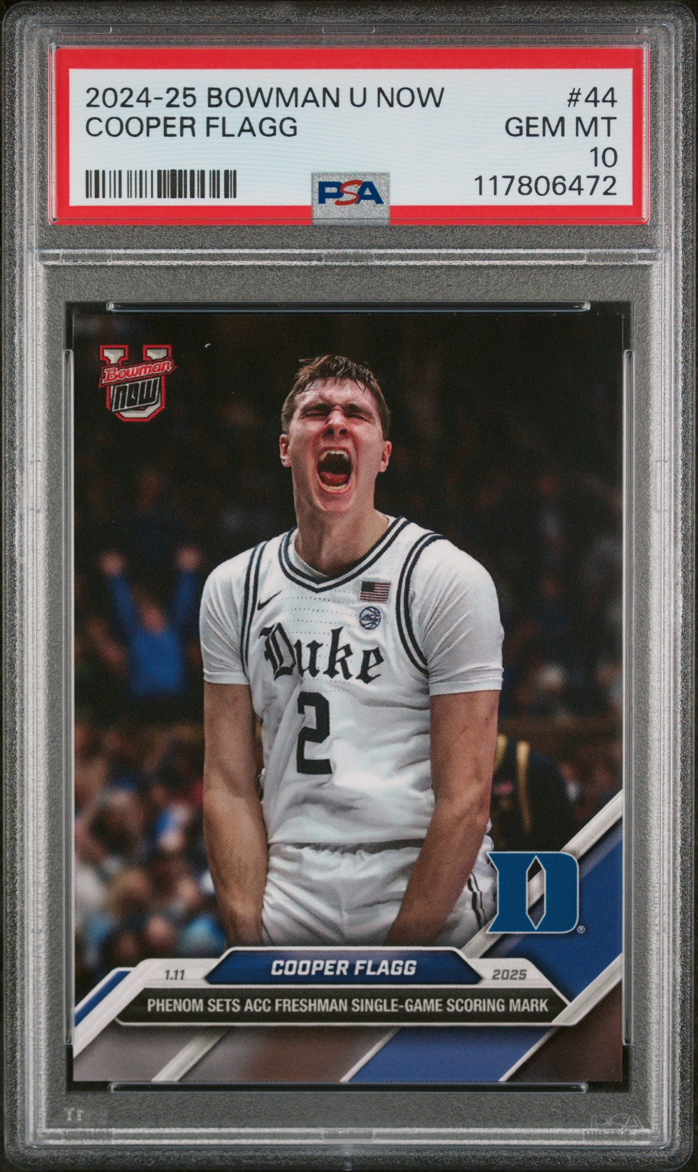 (5)2024-25 Bowman U Now #44 Cooper Flagg PSA 10