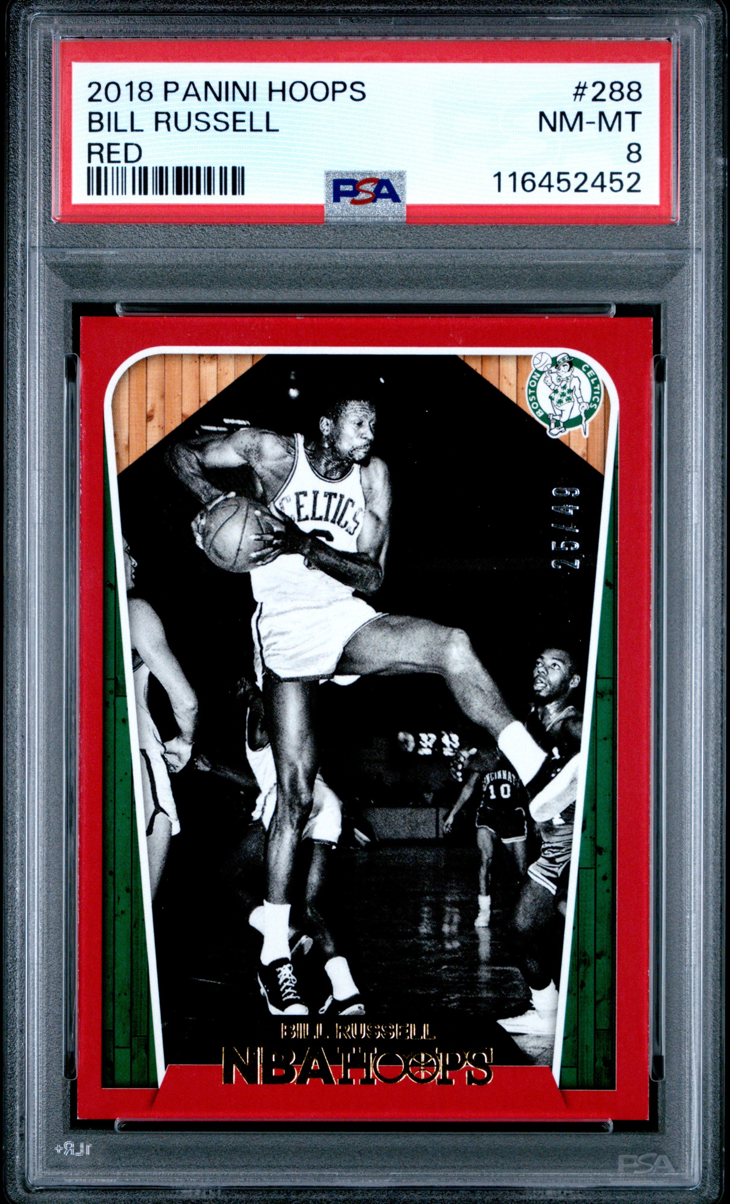 2018 Panini Hoops #288 Bill Russell 25/49 Red PSA 8