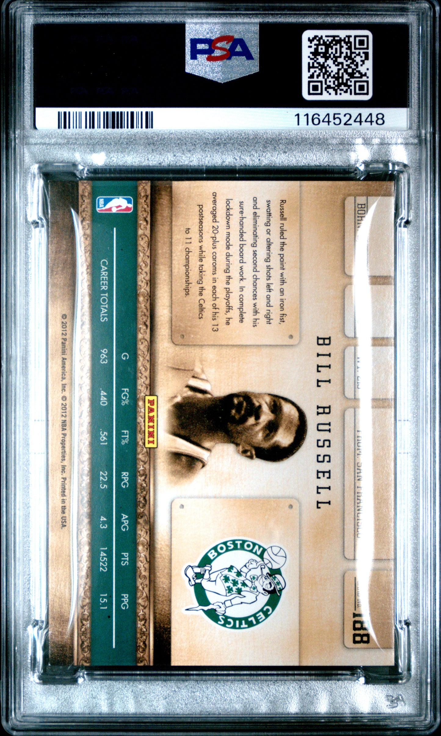 2011 Panini Gold Standard #188 Bill Russell 290/299 Gold Standard PSA 7